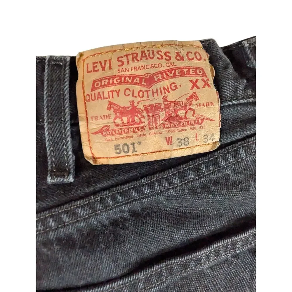 Levi’s 501 XX Button Fly 100% Cotton Black Denim Jeans 38X34 Y2K